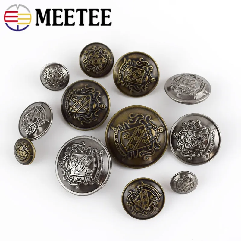 Meetee 10 шт. 12-30 мм металлическая кнопка античная серебряная медь для пиджака костюм рубашка хвостовик Кнопка DIY Ремесло Швейные аксессуары B3-13
