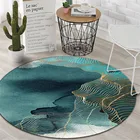 Абстрактный пейзаж в китайском стиле, зеленый круглый напольный коврик для фотографий, ковер для спальни, нескользящий коврик для прихожей