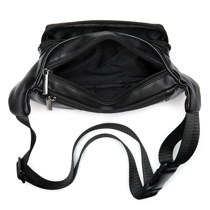 WESTAL Sheep Genuine Leather Men's Waist Bags Belt Men Waist Pack Male Fanny Pack Black Small Hip/Bum Bag Leather Waist Bag 8917
