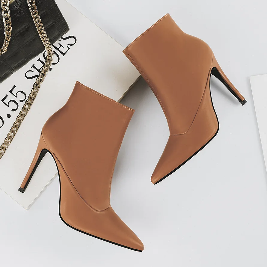 Зимняя Новинка 2020 года Модные Женские однотонные туфли на высоком каблуке с