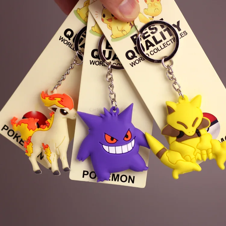 

TAKARA TOMY New Pokemon Keychain Toy Pikachu Pokemon PVC Soft Rubber Pokemon Silicone Pendant keychain charms key chain