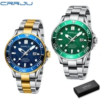 crrju luxury brand sport wristwatches for men watches luminous quartz business chronograph stainless steel alloy male clock