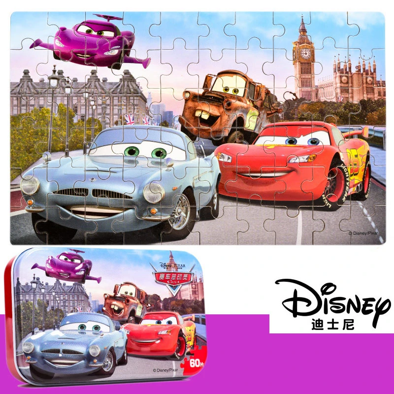Disney Подлинная Молния Mc королева и Снежная королева 60 штук деревянные наклейки Головоломка Детские игрушки 3D железная коробка игрушки для детей