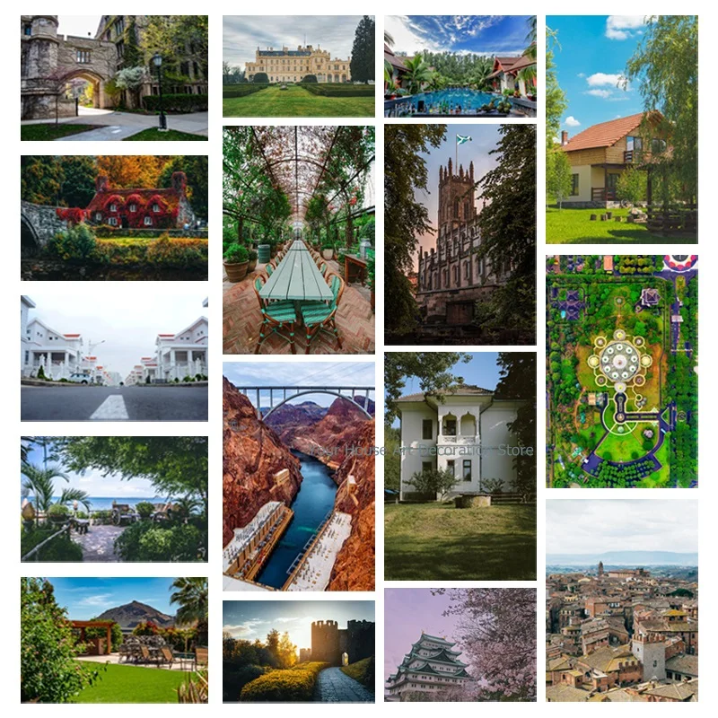 

Diy Diamond Painting Villa Park Building House 5D Full Square Rhinestone Embroidery Diamond Art Picture of Rhinestones Home Deco