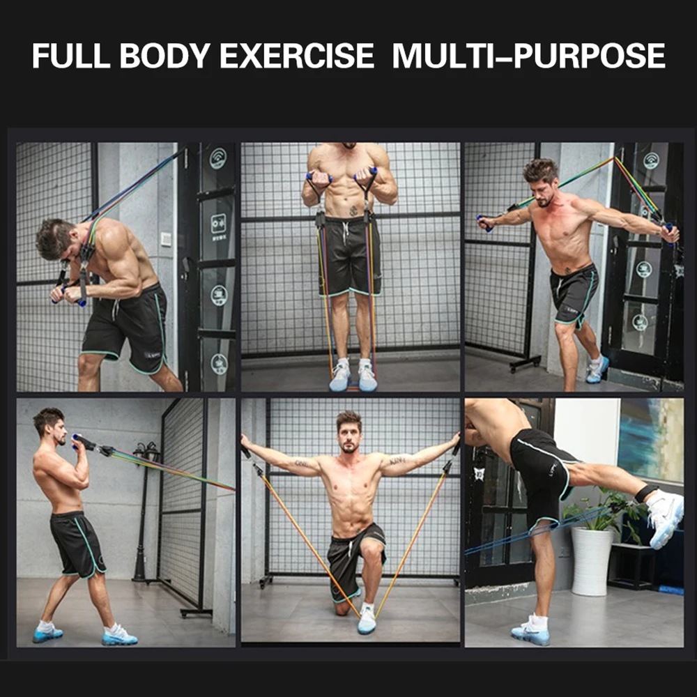17pcs Yoga Band Tube Resistance Bands Set Fitness Elastic Rubber Training Workout Expander Pull Rope Gym Equipment | Спорт и