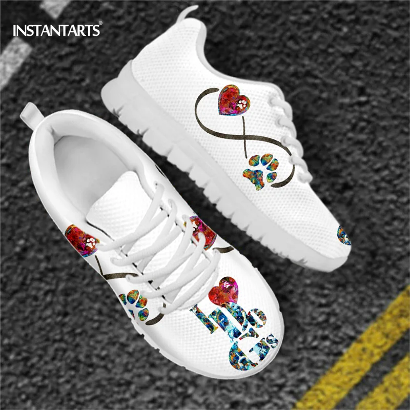 

INSTANTARTS Women Fashion Heart Paramedic Design Print Flat Shoes Breathable Mesh Sport Sneaker for Nurse Doctor Casual Work