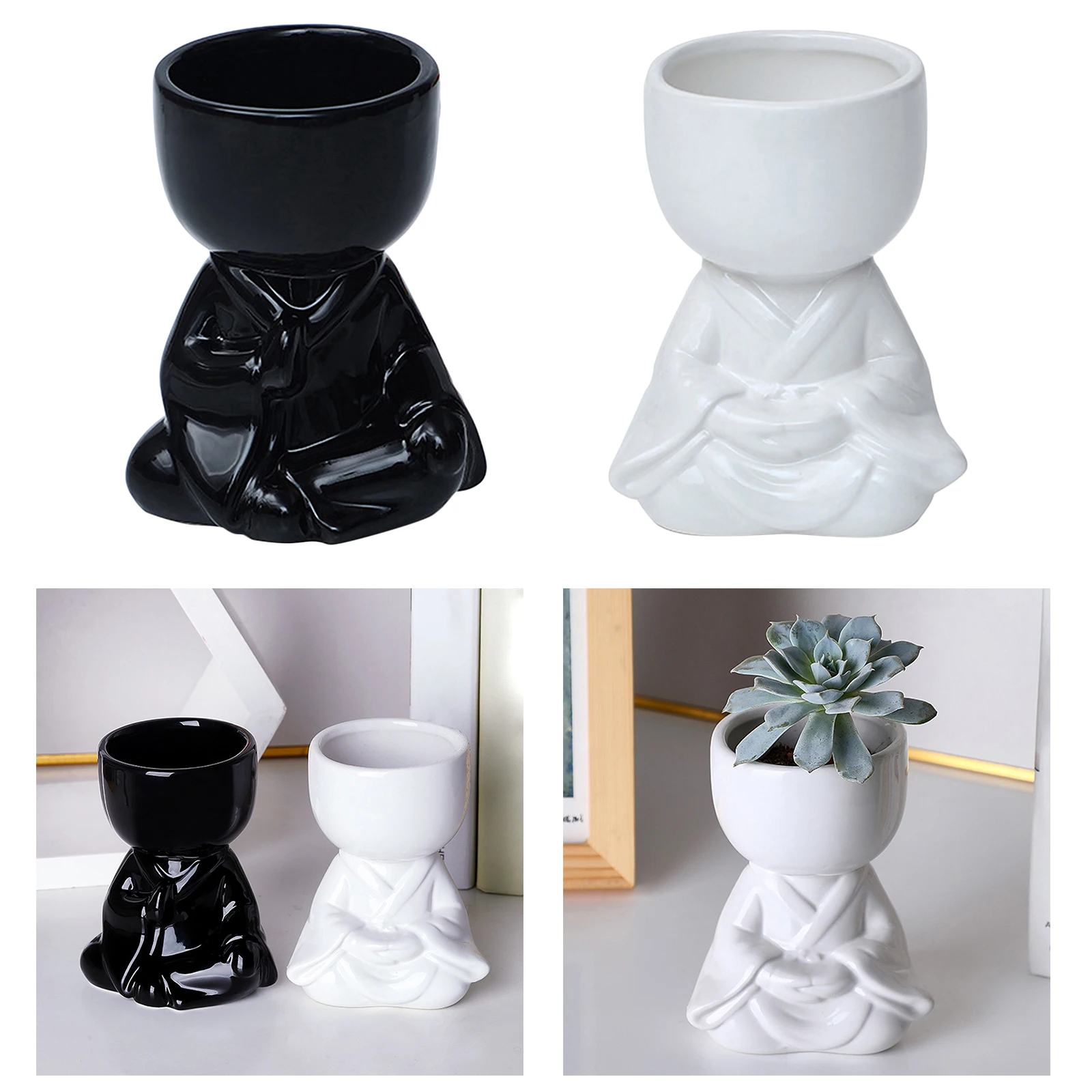 

Креативные растения-суккуленты, горшок, горшок, бонсай для внутреннего сада (маленький монах)