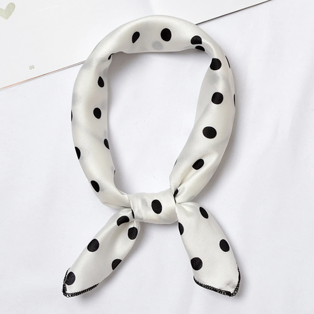 Квадратный шарф женский Сатин в горошек галстук для волос Веревка резинки