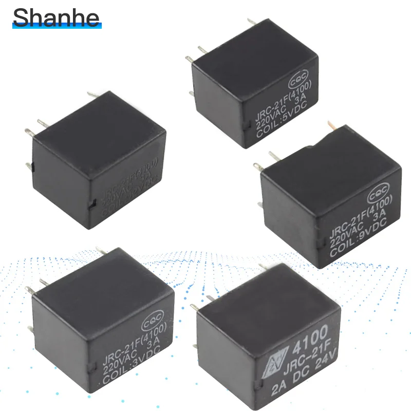 5 шт. миниатюрное реле PCB 6 контактов Мини реле DC 3V 5V 9V 12V 24V JRC-21F 4100 реле