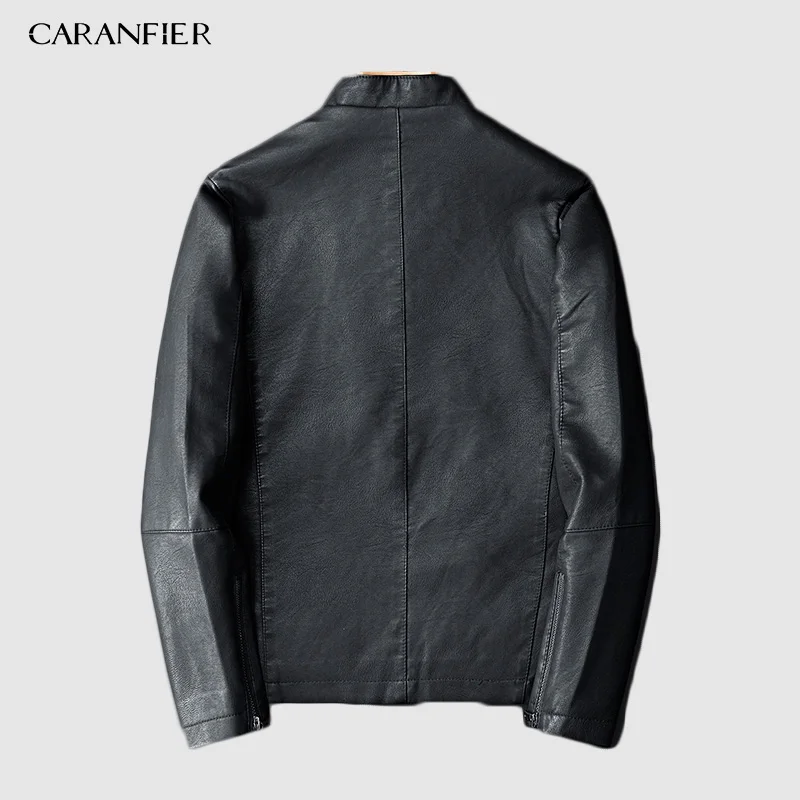 CARANFIER 2019 Новая модная Осенняя мужская кожаная куртка женская 3XL Черная коричневая