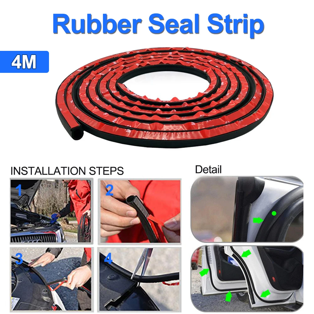 Car Door Weatherstrip Small D Weather Strip Car Rubber Strip Seal Car Sound Insulation Sealing Rubber Strip Anti Noise For Car