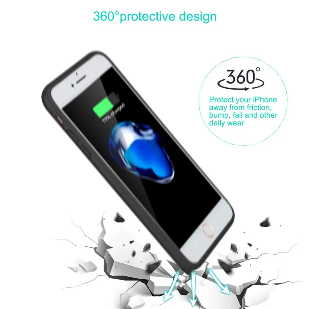 Чехол с аккумулятором 3600 мАч чехол зарядным устройством для iPhone 7 8 Plus iPhone7
