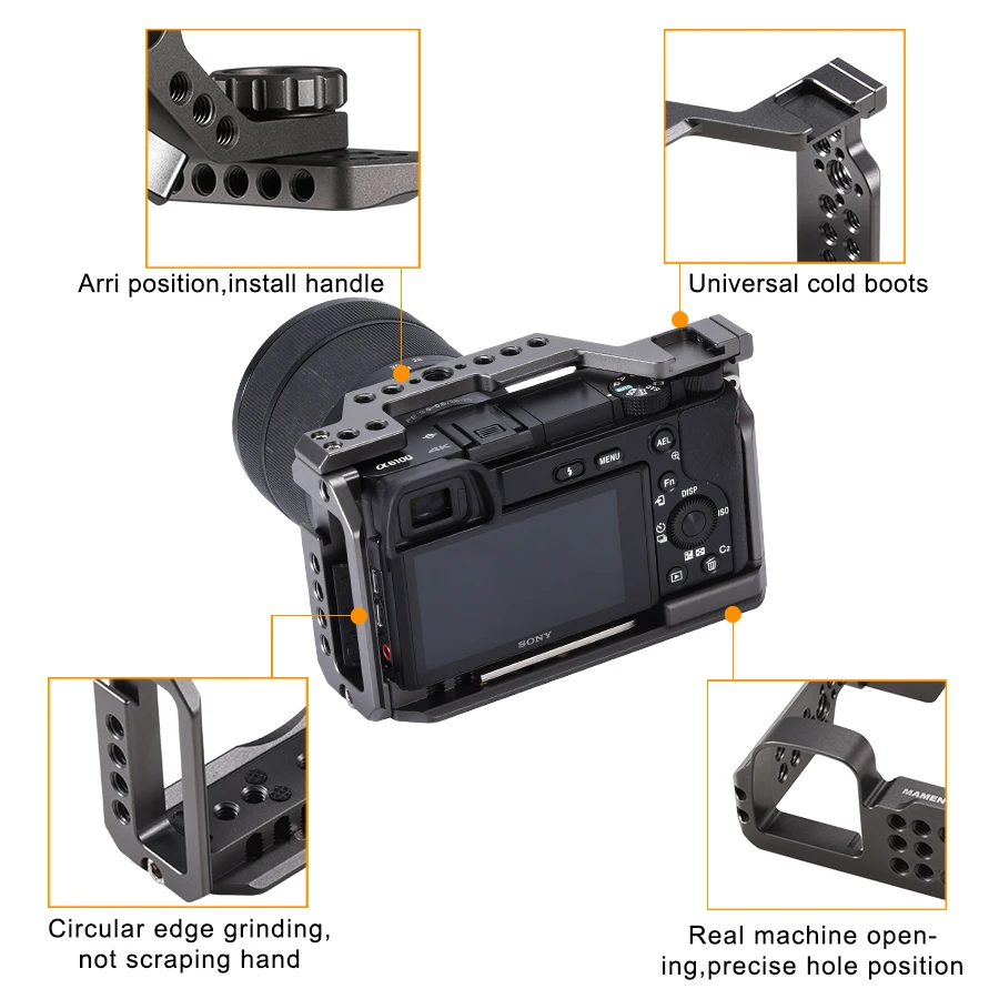 Держатель для камеры Mamen Sony A6100 A6400 A6500 алюминиевый сплав ручной стабилизатор 1/4