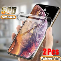 2 4pcs 500d hydrogel film screen protector for iphone 12 13 x xr xs 11 12 pro max se 2 soft protective film for iphone 8 7 plus