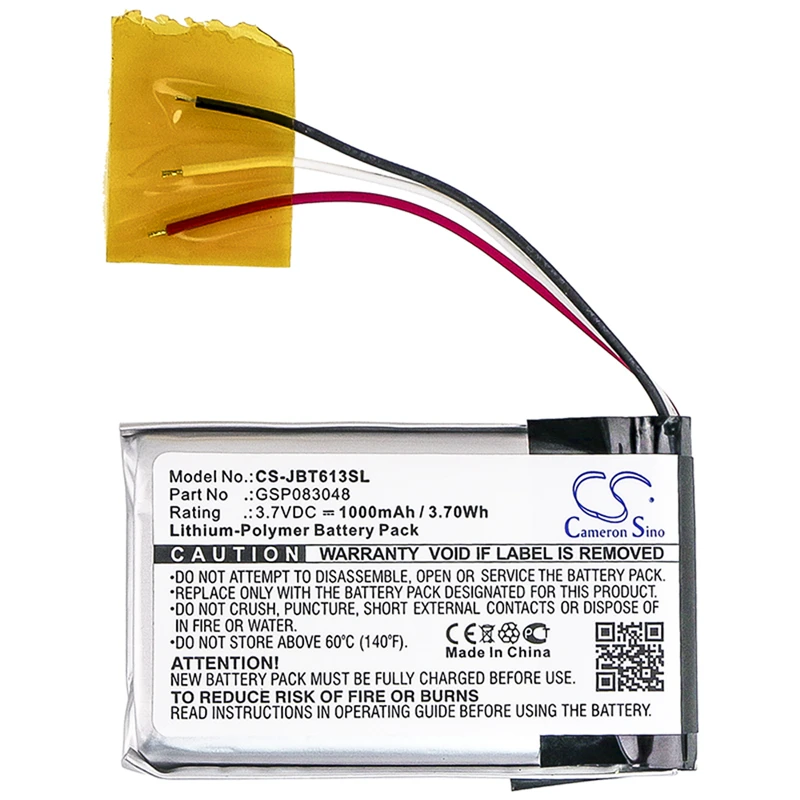 Cameron Sino 1000mAh Battery for JBL 6132A-JBLTRIP,Trip , GSP083048