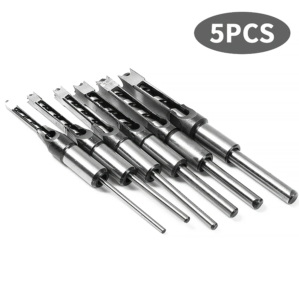 

5PCS HSS Square Hole Drill Bit Auger Bit Steel Mortising Drilling Craving Woodworking Tools Mortise Chisel Wood Drill Bit