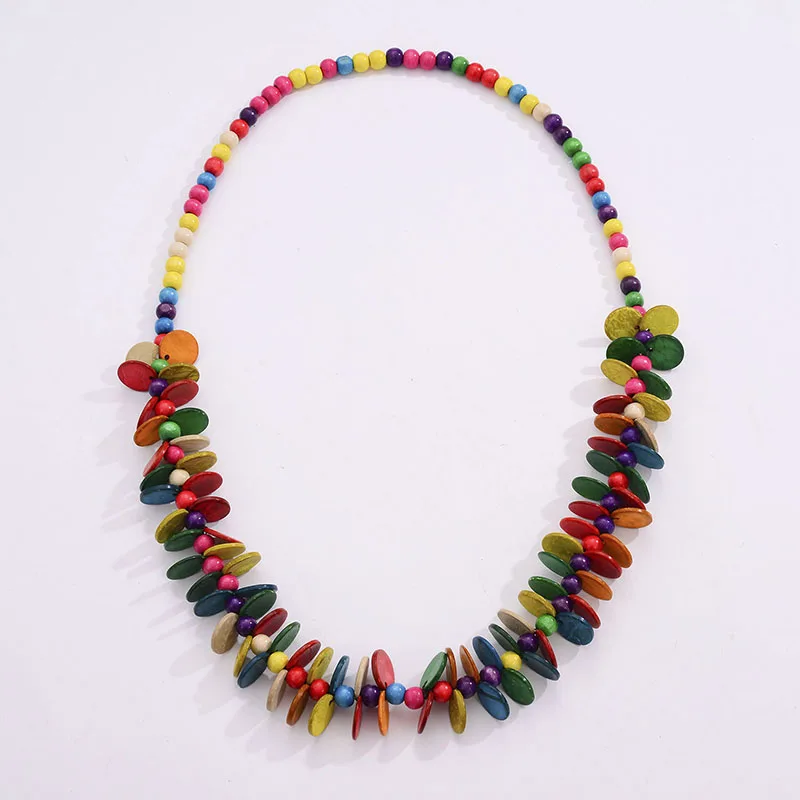 

Collier Ethnique 2023 Fashion Necklace Ethnic Colar Vintage Multiple Colors Wood Disc Beads Chain Statement Necklaces