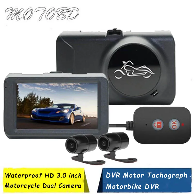 3 0 дюймовый водонепроницаемый IP67 моторегистратор HD 1080P с двумя объективами