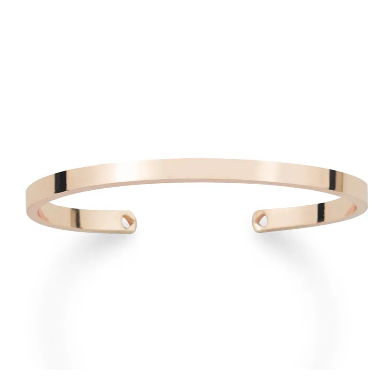 Серебряный золотистый розовый Браслет манжета с выгравированными надписями