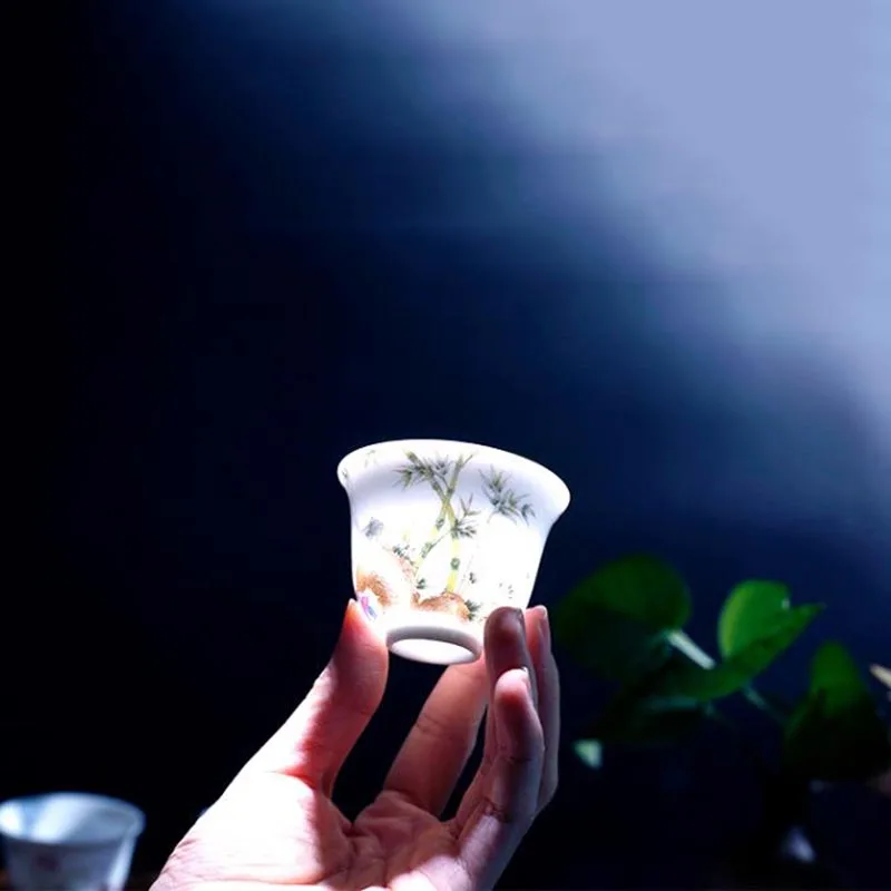 Женская чашка для чая с ручной росписью маленькие чаши китайские зеркальные