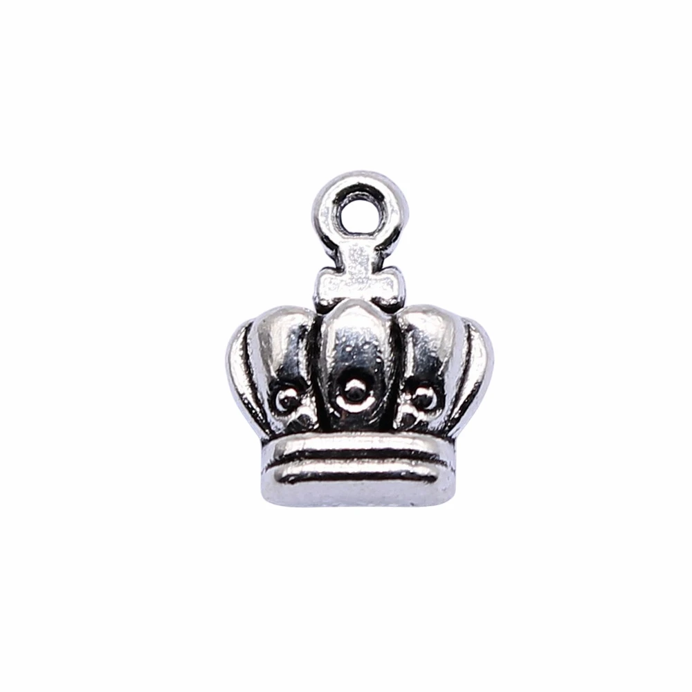 

WYSIWYG 10pcs 14x10mm Antique Silver Color Crown Charms Pendant For Jewelry Making DIY Jewelry Findings