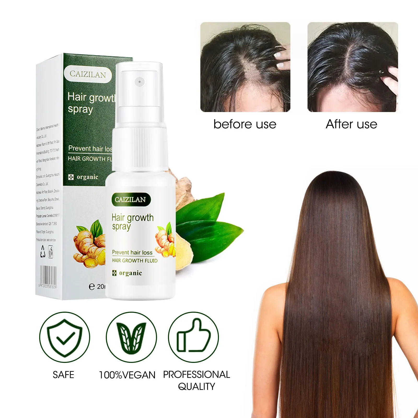 

Питательный жидкий спрей для волос Ginger Hair, эфирное масло для роста волос, спрей для восстановления и предотвращения выпадения волос, уход за...