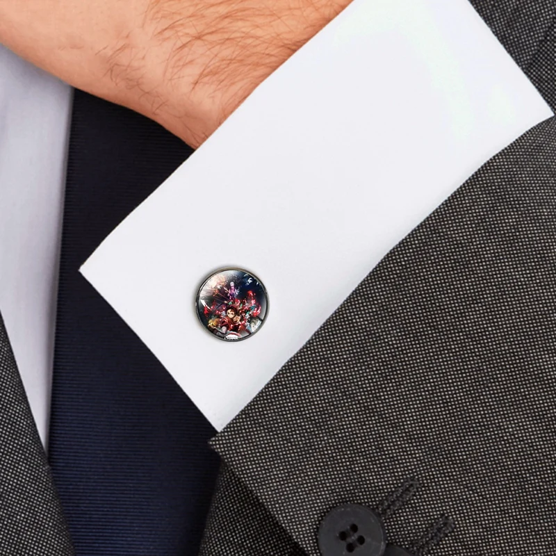

Japan Anime Demon Slayer Cufflinks Kamado Tanjiro Kamado Nezuko Shirt Cuff Buttons Pins for Men 9 Colors