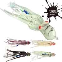 1pc 60g ink octopus lure uv luminous octopus squid soft jig slow trolling slow pitch jigging bait with assist hooks