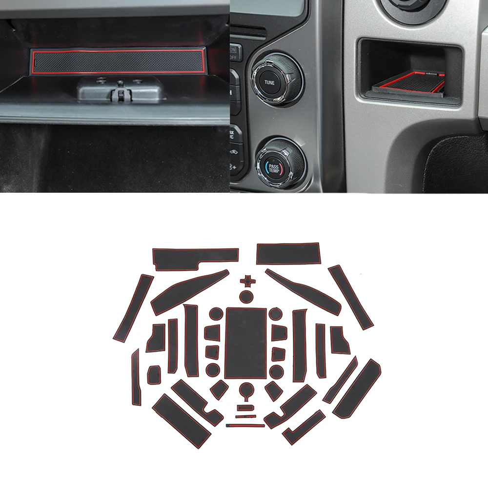 

Для Ford F-150 2021 2022 Автомобильный Дверной слот коврики для чашек красный белый латекс Нескользящие аксессуары для интерьера пыль/Водонепрониц...