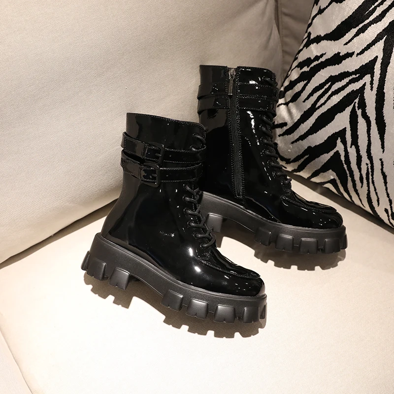 Зимние ботинки на платформе красивые женские кожаные Bota Feminina Botas Mujer ботильоны в