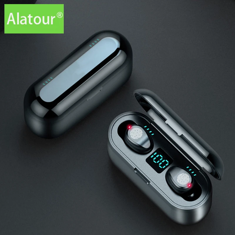 Беспроводные наушники Alatour F9 портативное зарядное устройство 2000 мАч Bluetooth 5 0