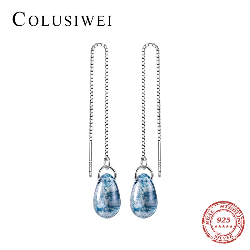 Colusiwei каплевидный кристалл Висячие серьги для женщин прозрачный камень Сережки