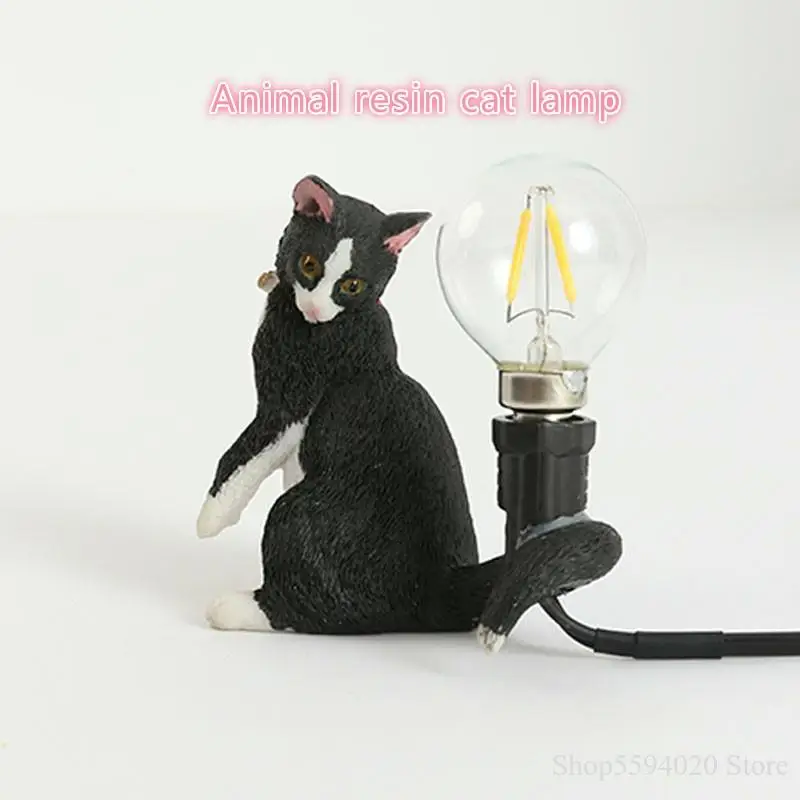 Скандинавская полимерная Настольная лампа с животными для кошек настольная