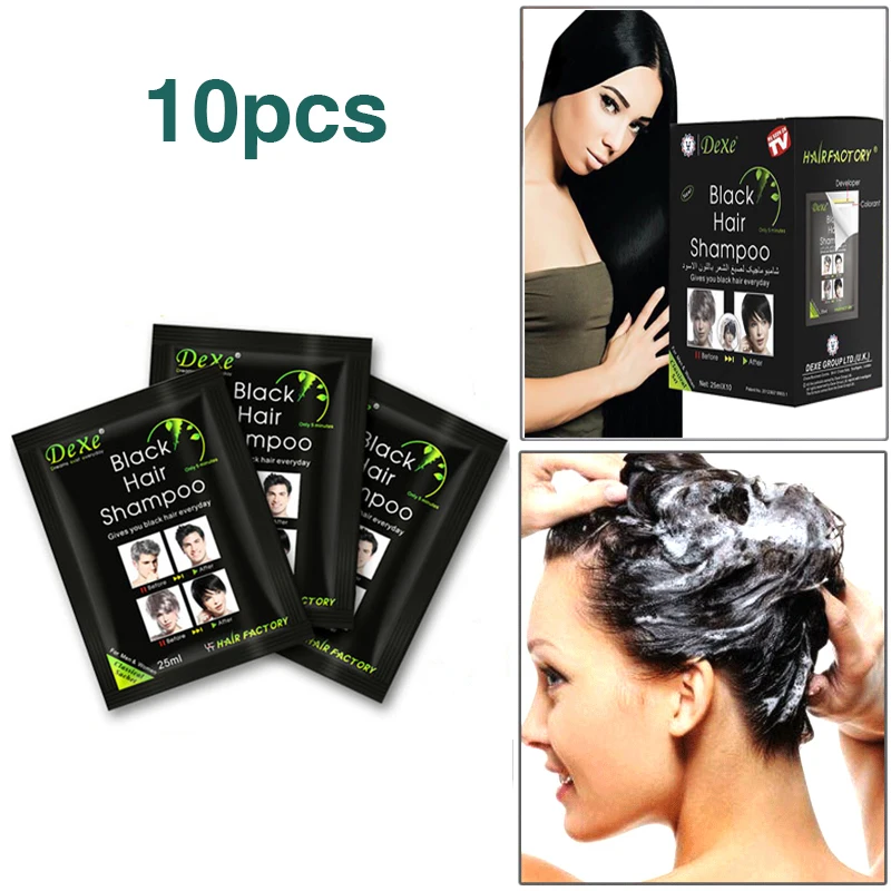 10pc Natural Organic 5 Mins Ginger Black Shampoo For Hair Coloring Grey White Black Hair Color Shampoo Women Men Free Shipping