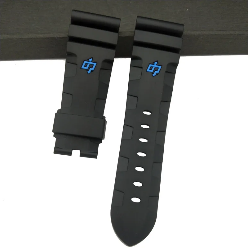26mm blue mark 24 мм 26 мм черный белый оранжевый Камуфляж красный синий зеленый серый мягкий водостойкий резиновый ремешок для часов для panerai ремень, булавка, пряжка бесплатный инструмент - Цвет ремешка: 26mm blue mark