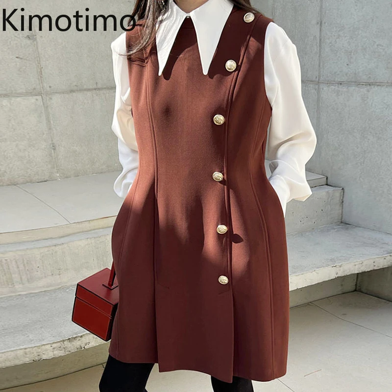 

Платье Kimotimo женское ТРАПЕЦИЕВИДНОЕ с круглым вырезом и скошенной пряжкой