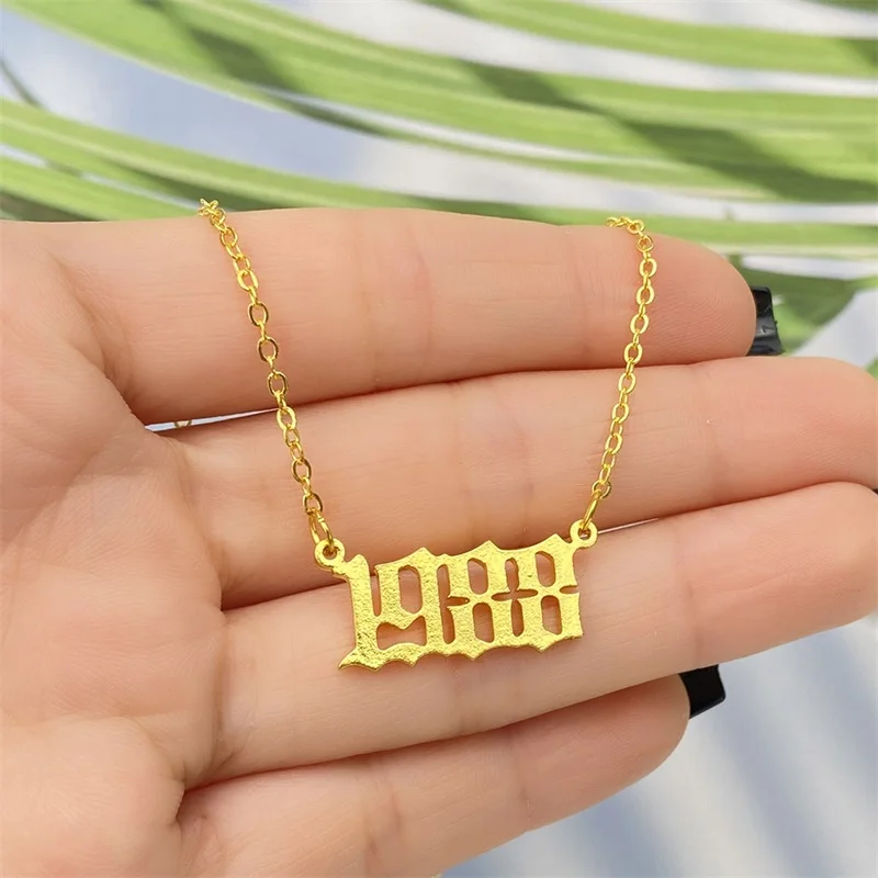 

EN Letter Pendant For Women Men Year Necklace Gold Chain From 1980 to 2020 Initial Necklace Choker Trendy Jewelry Birthday Gift