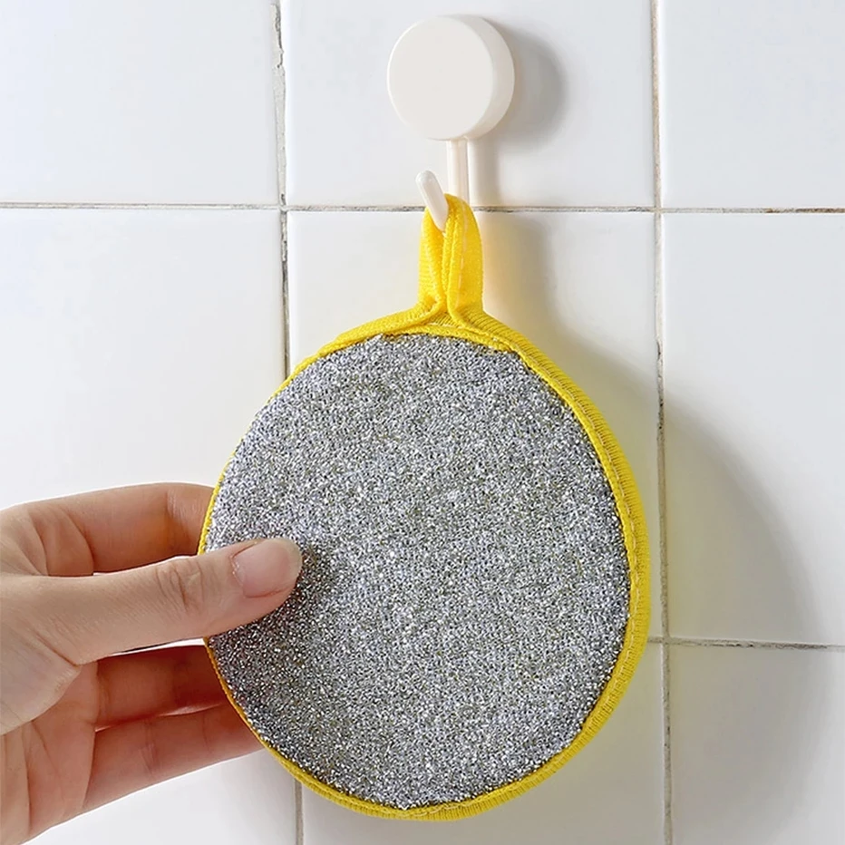 

Kitchen Double-sided Dishwashing Cloth Round Sponge Wipe Decontamination Non-oily Dish Towel Cleaning Scouring Pad