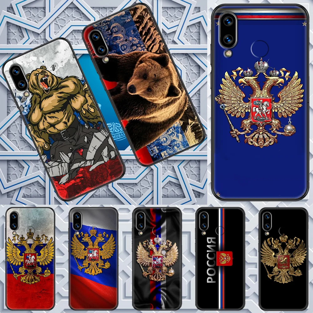 Российским флагом эмблема знак для телефона чехол Huawei Honor 6 7 8 9 10 10i 20 A C X Lite рro