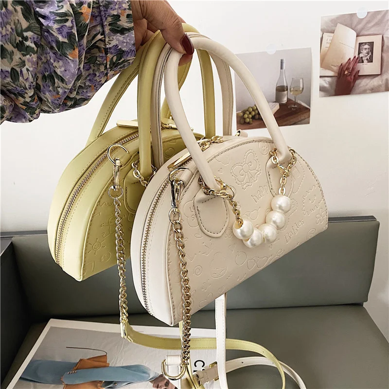 

Женская сумка меньшего возраста, Новинка лета 2021, Модная Портативная сумка-ракушка, Сумка с рельефным рисунком на цепочке