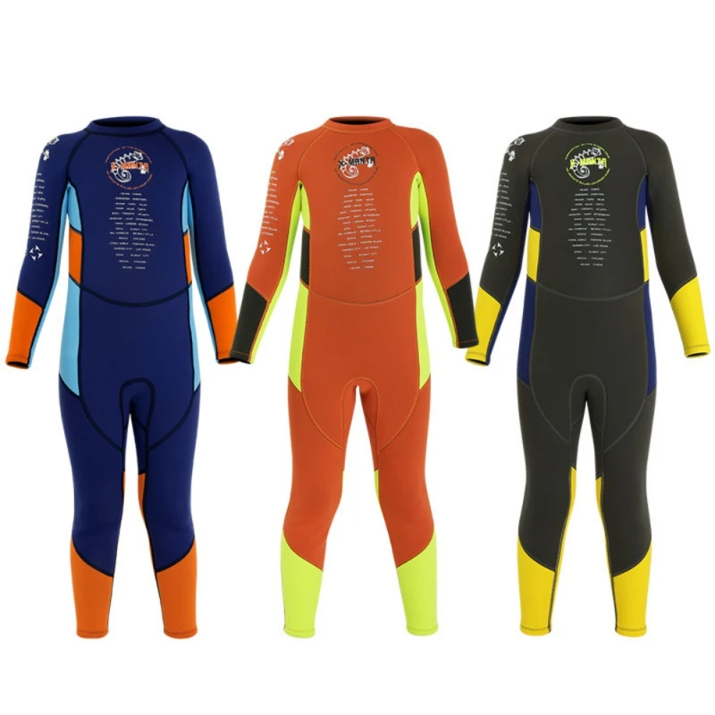 

Children's Wetsuits 2.5mm Boys Suggestive Long-sleeved Thickening Warm Sunscreen Quick-drying Student Swimwear Diving Suit