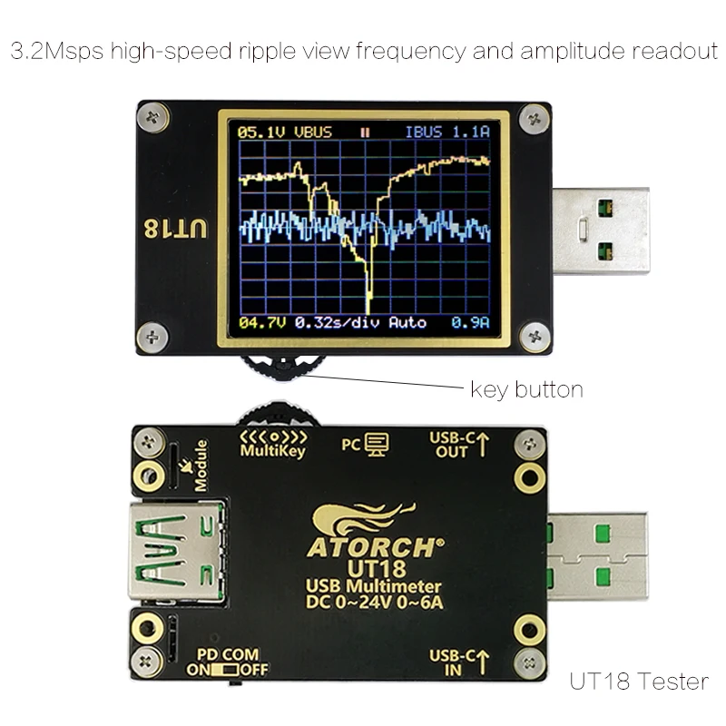 Тестер qc4 pd3.0 usb цифровой вольтметр амперметр измеритель мощности постоянного