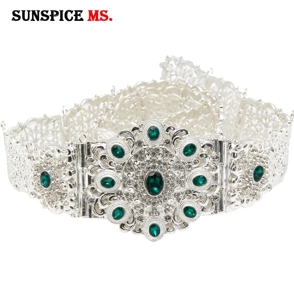 SUNSPICEMS Customiz женский металлический пояс с кристаллами для свадьбы серебряная