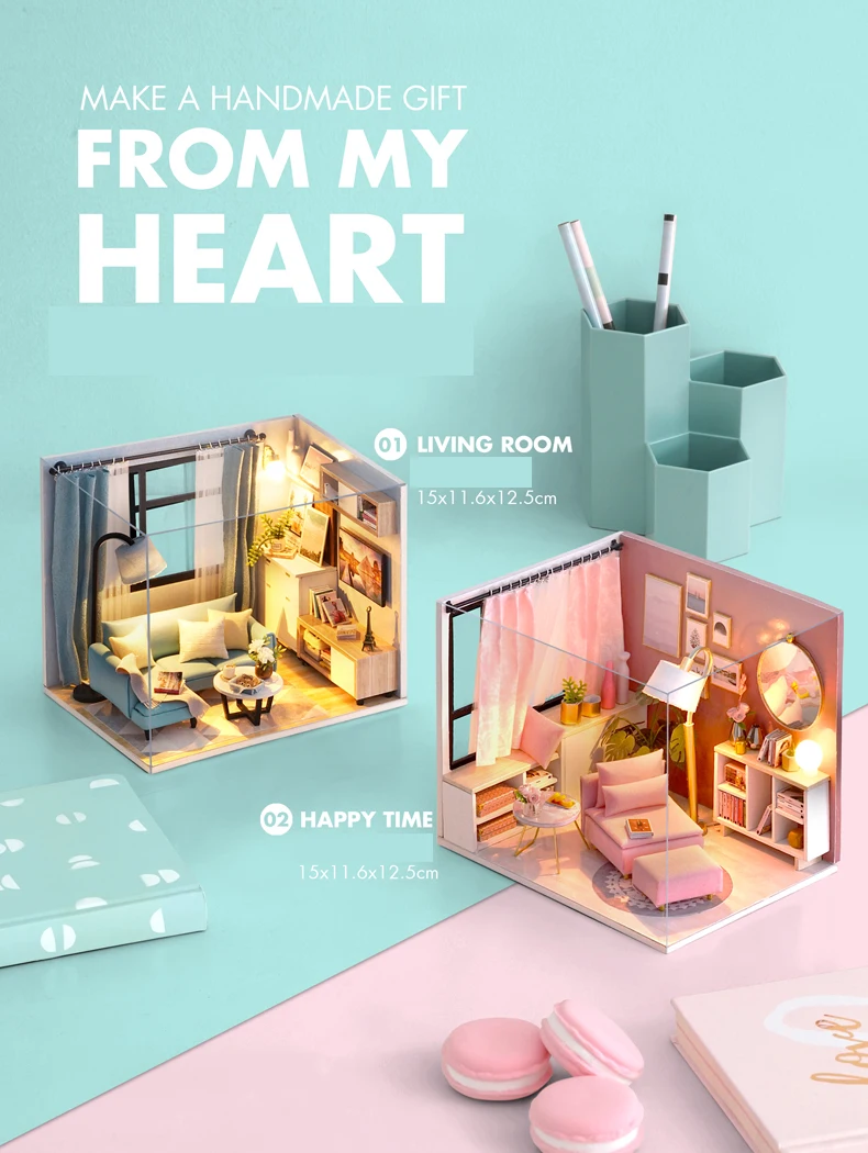 Кукольный дом мебель DIY Миниатюрная модель пылезащитный чехол 3D Деревянный кукольный домик рождественские подарки игрушки для детей дневник котенка H013# E