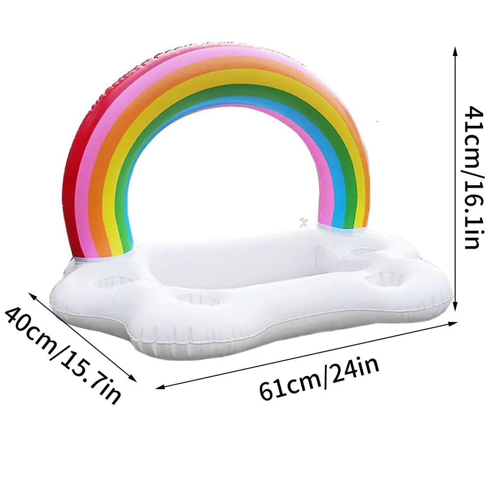 

Inflatable Pool Float Beer Drinking Cooler Table Bar Tray Beach Swimming Ring Summer Pool Party Rainbow Water Entertainment