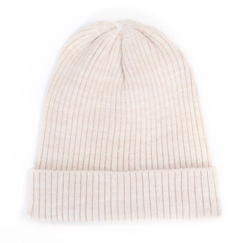 Beige Fashion woman variegated knit hat autumn and winter warm high quality cotton hat Innocent cap ladies casual ski mask peas - Цвет: Beige