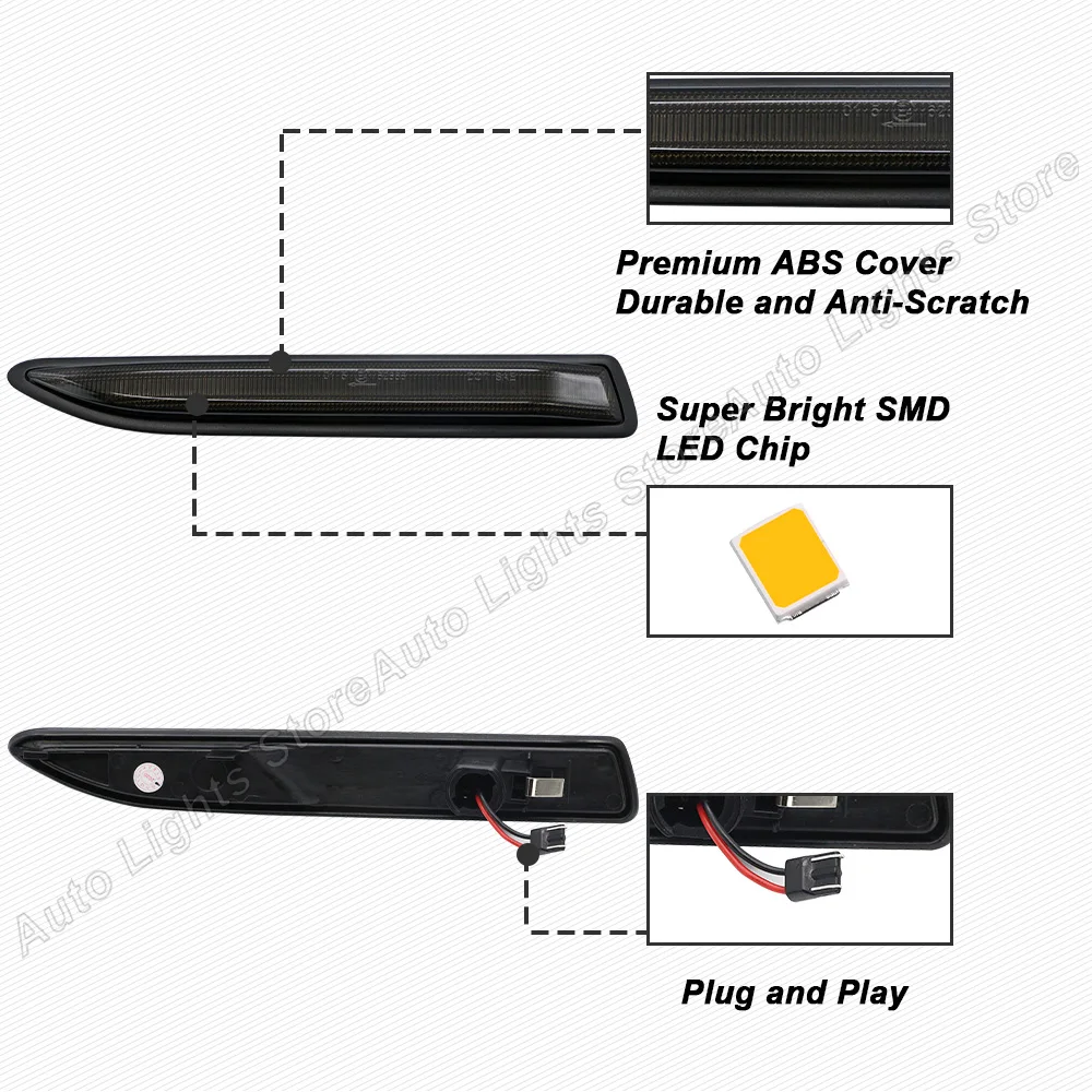 2Pcs For Ford Mondeo Mk4 2007 2008 2009 2010 2011 2012 2013 2014 2015 Dynamic Sequential LED Side Marker Light Turn Signal Lamp |