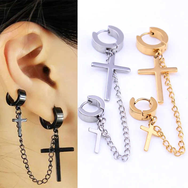 Серьги из нержавеющей стали в стиле панк для мужчин и женщин металлическая цепь