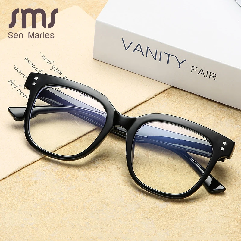 Винтажные очки в черной оправе с защитой от синего света квадратные плоские