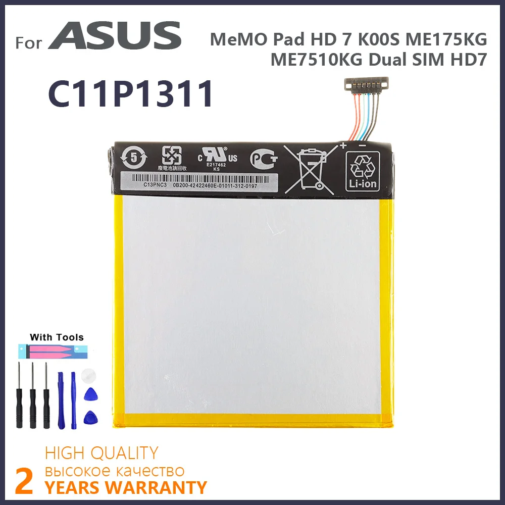 

100% Original 3910mAh C11P1311 Tablet Phone For ASUS MeMO Pad HD 7 K00S ME175KG ME7510KG Dual SIM HD7 Batteries With Tools